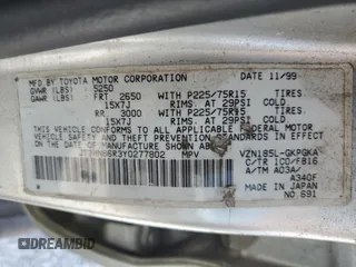 2000 Toyota 4Runner SR5 z VIN JT3HN86R3Y0277802, wystawiony jako Copart lot #60646825 z przebiegiem 215 251 mil mil oraz Czysty tytuł • Clean title. Historia ofert i sprzedaży dostępna na DreamBid. Obrazek 14.