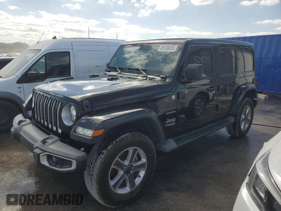 2020 Jeep Wrangler Unlimited Sahara Altitude with VIN 1C4HJXEGXLW292367, listed as a Copart auction lot 88130035 with 52,838 mi miles and Salvage title. Bid and sale history available at DreamBid. Image 1.