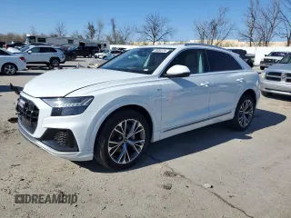2021 Audi Q8 Premium Plus z VIN WA1EVAF17MD032644, wystawiony jako Copart lot #50884135 z przebiegiem 53 866 mil mil oraz Szkoda całkowita • Salvage title. Historia ofert i sprzedaży dostępna na DreamBid. Obrazek 1.