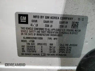 2022 Buick Encore GX Select with VIN KL4MMDS29NB119358, listed as a Copart auction lot 41794895 with 37,264 mi miles and Non repairable. Bid and sale history available at DreamBid. Image 15.