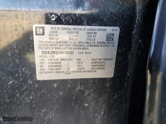 2017 GMC Terrain SLE with VIN 2GKALMEKXH6186392, listed as a Copart auction lot 47423235 with NaN miles and Clean Title. Bid and sale history available at carsss.com. Image 13.