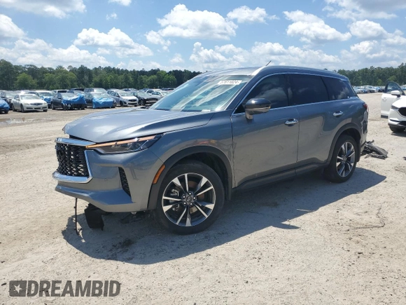 2023 Infiniti QX60 Luxe z VIN 5N1DL1FS1PC361586, wystawiony jako Copart lot #57611024 z przebiegiem 12 507 mil mil oraz Szkoda całkowita • Salvage title. Historia ofert i sprzedaży dostępna na DreamBid. Obrazek 1.