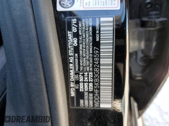 2016 Mercedes-Benz E 350 Sport with VIN WDDHF5KB3GB248597, listed as a Copart auction lot 47527615 with 92,319 mi miles and Salvage Title. Bid and sale history available at DreamBid. Image 14.