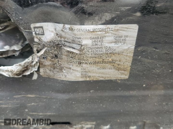 2021 Chevrolet Traverse Premier with VIN 1GNERKKW2MJ262862, listed as a Copart auction lot 58779765 with 76,927 mi miles and Salvage title. Bid and sale history available at DreamBid. Image 13.