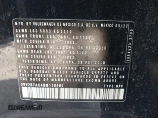 2022 Volkswagen Tiguan SE z VIN 3VV2B7AX4NM118467, wystawiony jako IAAI lot #41769676 z przebiegiem 55 305 mil mil oraz . Historia ofert i sprzedaży dostępna na DreamBid. Obrazek 9.