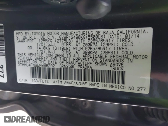 2014 Toyota Tacoma z VIN 3TMMU4FN9EM066292, wystawiony jako IAAI lot #41542492 z przebiegiem 122 308 mil mil oraz . Historia ofert i sprzedaży dostępna na DreamBid. Obrazek 9.