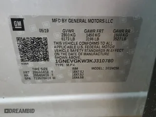 2019 Chevrolet Traverse LT Cloth with VIN 1GNEVGKW3KJ310780, listed as a Copart auction lot 47081205 with 96,989 mi miles and Clean Title. Bid and sale history available at carsss.com. Image 14.