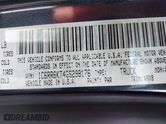 2016 Ram 1500 Express z VIN 1C6RR6KT4GS298176, wystawiony jako IAAI lot #41834695 z przebiegiem 76 104 mil mil oraz . Historia ofert i sprzedaży dostępna na DreamBid. Obrazek 9.