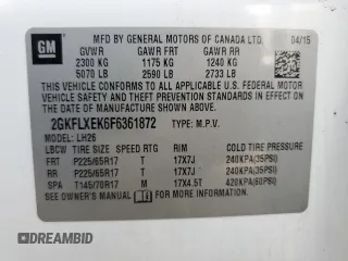 2015 GMC Terrain SLT with VIN 2GKFLXEK6F6361872, listed as a Copart auction lot 78776544 with Not Provided miles and Salvage Title. Bid and sale history available at DreamBid. Image 13.