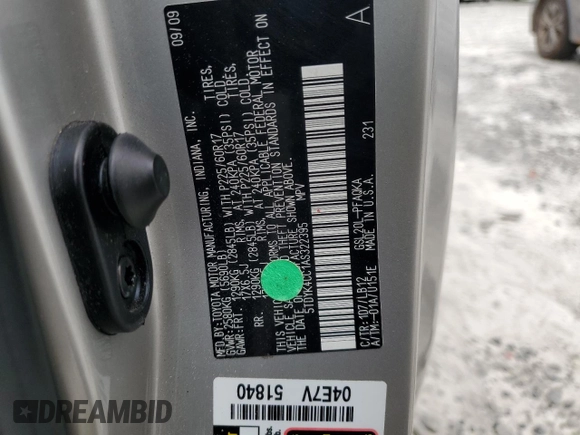 2010 Toyota Sienna XLE with VIN 5TDYK4CC1AS322395, listed as a Copart auction lot 60520215 with 148,725 mi miles and Salvage title. Bid and sale history available at DreamBid. Image 14.