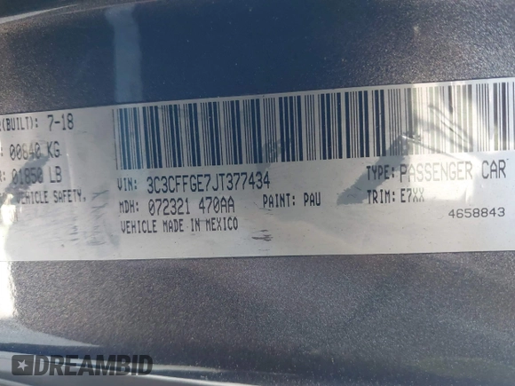 2018 FIAT 500e with VIN 3C3CFFGE7JT377434, listed as a IAAI auction lot 41670411 with 30,593 mi miles. Bid and sale history available at carsss.com. Image 9.