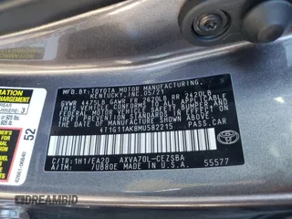 2021 Toyota Camry SE Nightshade with VIN 4T1G11AK8MU582215, listed as a Copart auction lot 82228234 with 70,997 mi miles and Non Repairable. Bid and sale history available at carsss.com. Image 12.