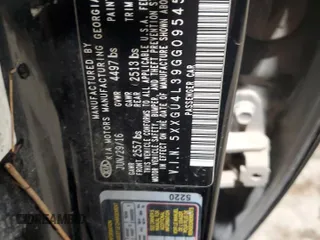 2016 Kia Optima EX with VIN 5XXGU4L39GG095456, listed as a Copart auction lot 46351965 with 100,589 mi miles and Salvage Title. Bid and sale history available at carsss.com. Image 12.