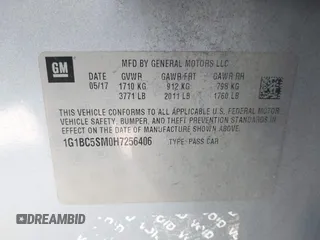2017 Chevrolet Cruze LS with VIN 1G1BC5SM0H7256406, listed as a IAAI auction lot 42046649 with 120,658 mi miles and . Bid and sale history available at DreamBid. Image 9.