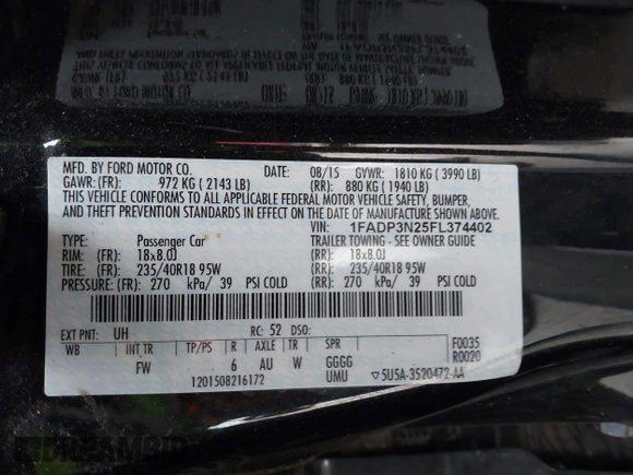 2015 Ford Focus Titanium с VIN 1FADP3N25FL374402, выставлен на аукционе IAAI как лот 42036678 с пробегом 85 785 миль миль и . История ставок и продаж доступна на DreamBid. Изображение 9.