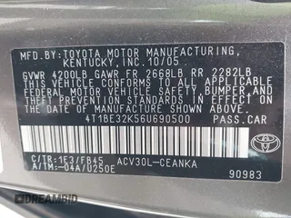 2006 Toyota Camry STD with VIN 4T1BE32K56U690500, listed as a IAAI auction lot 42003895 with 120,824 mi miles. Bid and sale history available at carsss.com. Image 9.