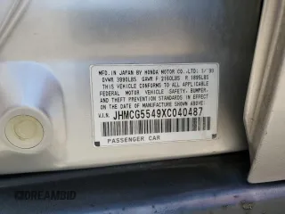 1999 Honda Accord LX z VIN JHMCG5549XC040487, wystawiony jako Copart lot #67415984 z przebiegiem 205 698 mil mil oraz Szkoda całkowita • Salvage title. Historia ofert i sprzedaży dostępna na DreamBid. Obrazek 12.