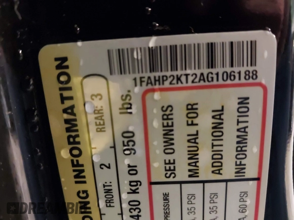2010 Ford Taurus SHO с VIN 1FAHP2KT2AG106188, выставлен на аукционе IAAI как лот 42404341 с пробегом 243 430 миль миль и . История ставок и продаж доступна на DreamBid. Изображение 9.