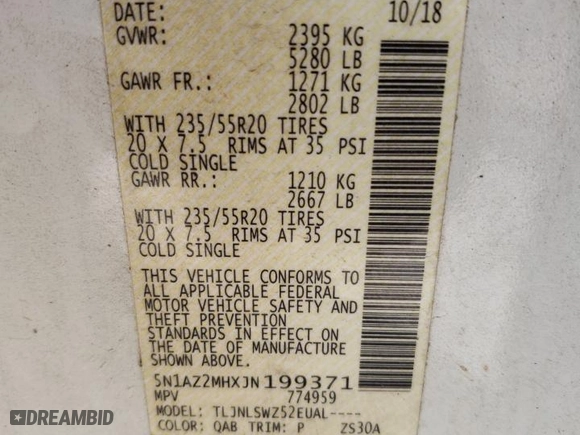 2018 Nissan Murano Platinum with VIN 5N1AZ2MHXJN199371, listed as a Copart auction lot 77049424 with 81,270 mi miles and Salvage Title. Bid and sale history available at carsss.com. Image 15.