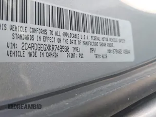 2019 Dodge Grand Caravan GT with VIN 2C4RDGEGXKR749990, listed as a IAAI auction lot 41670803 with Not Provided miles and . Bid and sale history available at DreamBid. Image 9.