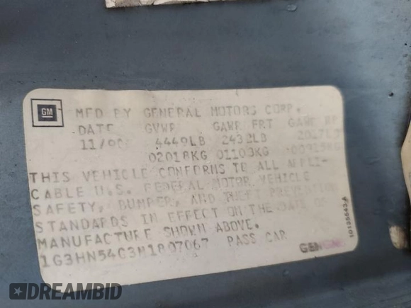 1991 Oldsmobile Delta z VIN 1G3HN54C3M1807067, wystawiony jako Copart lot #46126225 z przebiegiem 192 687 mil mil oraz Szkoda całkowita • Salvage title. Historia ofert i sprzedaży dostępna na DreamBid. Obrazek 12.