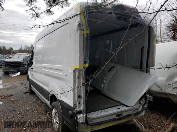 2021 Ford Transit Cargo with VIN 1FTBR1C88MKB00153, listed as a Copart auction lot 41636224 with 21,072 mi miles and Salvage Title. Bid and sale history available at DreamBid. Image 2.