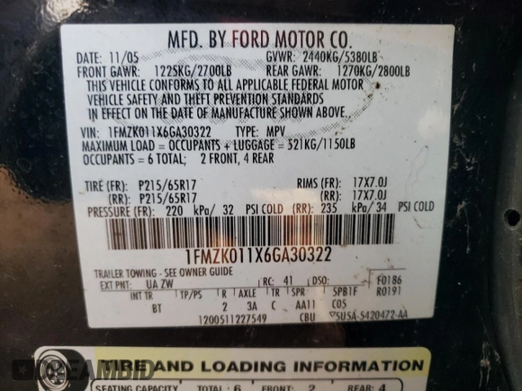 2006 Ford Freestyle SE with VIN 1FMZK011X6GA30322, listed as a Copart auction lot 77874104 with 249,188 mi miles and Salvage Title. Bid and sale history available at carsss.com. Image 13.