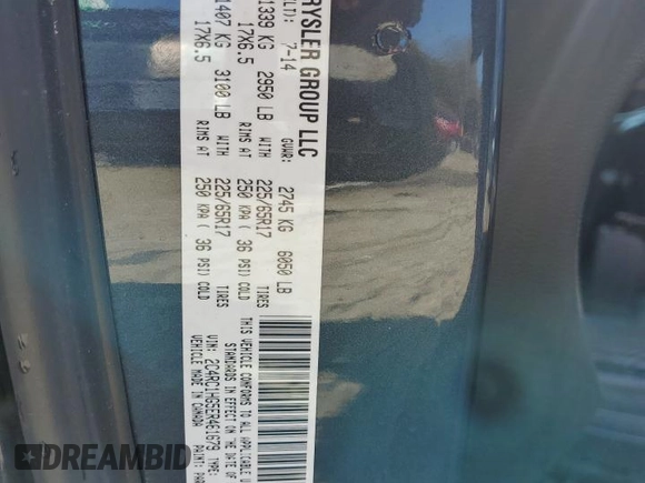 2014 Chrysler Town & Country S with VIN 2C4RC1HG5ER461679, listed as a Copart auction lot 51267785 with 124,341 mi miles and Salvage Title. Bid and sale history available at DreamBid. Image 14.