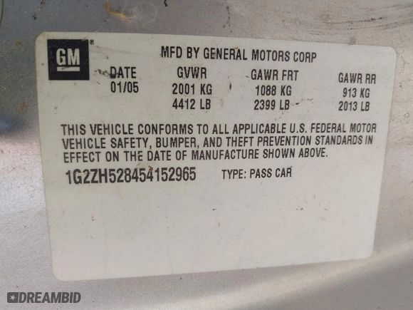 2005 Pontiac G6 GT with VIN 1G2ZH528454152965, listed as a IAAI auction lot 41849100 with 220,177 mi miles. Bid and sale history available at carsss.com. Image 9.