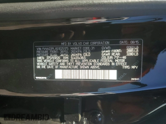 2016 Volvo XC90 T6 Inscription z VIN YV4A22PLXG1025175, wystawiony jako Copart lot #54695945 z przebiegiem 121 319 mil mil oraz Szkoda całkowita • Salvage title. Historia ofert i sprzedaży dostępna na DreamBid. Obrazek 14.