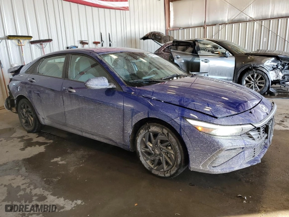 2024 Hyundai Elantra Hybrid Blue with VIN KMHLM4DJXRU109756, listed as a Copart auction lot 44984365 with 6,418 mi miles and Non Repairable. Bid and sale history available at carsss.com. Image 4.