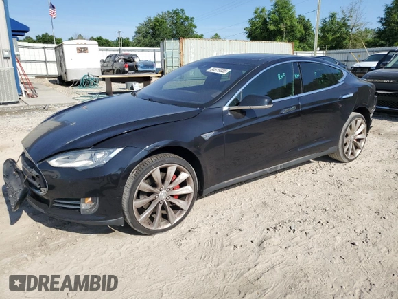2015 Tesla Model S 85D with VIN 5YJSA1E48FF118749, listed as a Copart auction lot 54516035 with 115,380 mi miles and Salvage Title. Bid and sale history available at carsss.com. Image 1.