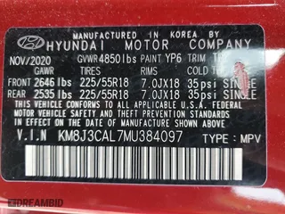 2021 Hyundai Tucson Sport with VIN KM8J3CAL7MU384097, listed as a Copart auction lot 41876835 with 46,002 mi miles and Salvage Title. Bid and sale history available at carsss.com. Image 14.