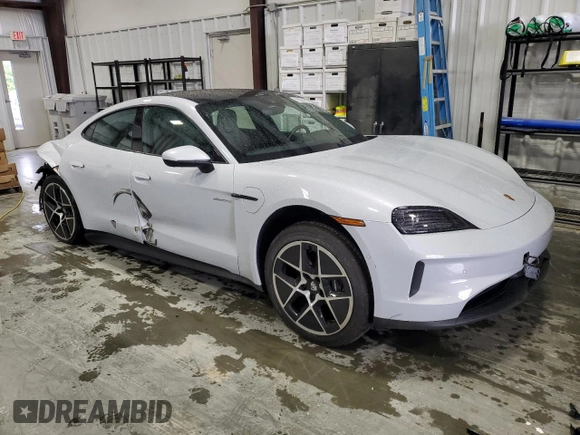 2025 Porsche Taycan with VIN WP0AA2Y12SSA08315, listed as a Copart auction lot 56624715 with 6,910 mi miles and Salvage title. Bid and sale history available at DreamBid. Image 4.