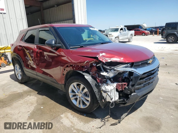 2023 Chevrolet TrailBlazer LS with VIN KL79MMS23PB166252, listed as a Copart auction lot 52038215 with 25,551 mi miles and Salvage Title. Bid and sale history available at DreamBid. Image 4.