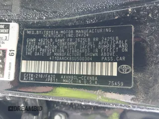 2025 Toyota Camry LE with VIN 4T1DAACK8SU500304, listed as a IAAI auction lot 41907504 with 6 mi miles and . Bid and sale history available at DreamBid. Image 9.