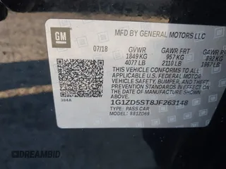 2018 Chevrolet Malibu LT with VIN 1G1ZD5ST8JF263148, listed as a IAAI auction lot 41821276 with 160,562 mi miles and . Bid and sale history available at carsss.com. Image 9.
