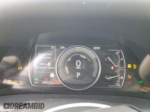 2022 Lexus ES 300h Luxury with VIN 58AEA1C19NU025089, listed as a Copart auction lot 80457754 with 28,552 mi miles and Salvage title. Bid and sale history available at DreamBid. Image 9.