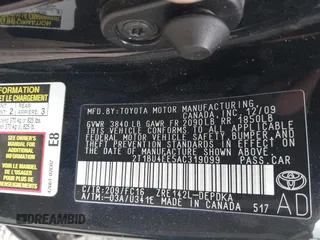 2010 Toyota Corolla with VIN 2T1BU4EE5AC319099, listed as a IAAI auction lot 42552305 with 169,420 mi miles and . Bid and sale history available at DreamBid. Image 9.