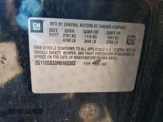 2017 Chevrolet Impala LT with VIN 2G1105S30H9160382, listed as a Copart auction lot 51758135 with 284,970 mi miles and Salvage Title. Bid and sale history available at DreamBid. Image 12.