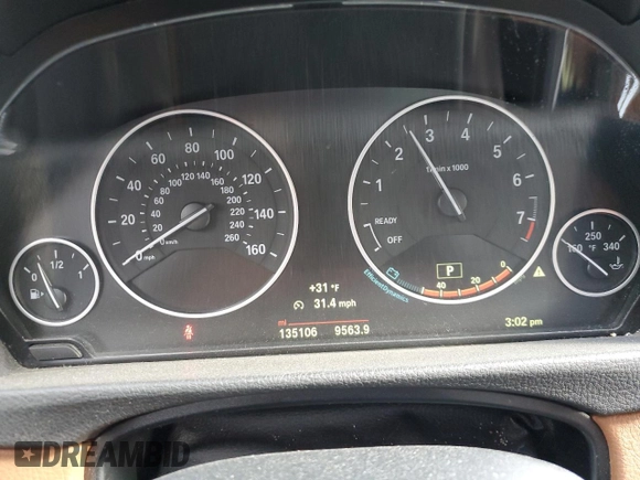 2015 BMW 3 Series 328i with VIN WBA3A5C50FF607260, listed as a Copart auction lot 46051975 with 135,106 mi miles and Salvage Title. Bid and sale history available at carsss.com. Image 9.