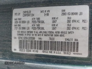 1999 Dodge 1500 z VIN 1B7HC13Z6XJ525580, wystawiony jako IAAI lot #41755940 z przebiegiem 417 640 mil mil oraz . Historia ofert i sprzedaży dostępna na DreamBid. Obrazek 9.
