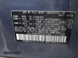 2016 Subaru Outback 2.5i Premium with VIN 4S4BSAHCXG3247005, listed as a IAAI auction lot 41372062 with 89,829 mi miles. Bid and sale history available at carsss.com. Image 9.