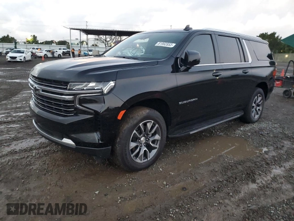 2023 Chevrolet Suburban LT with VIN 1GNSCCKD5PR187072, listed as a Copart auction lot 81992853 with 21,273 mi miles and Salvage Title. Bid and sale history available at DreamBid. Image 1.