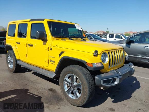 2018 Jeep Wrangler Unlimited Sahara z VIN 1C4HJXEN3JW306282, wystawiony jako IAAI lot #42302821 z przebiegiem 70 204 mil mil oraz . Historia ofert i sprzedaży dostępna na DreamBid. Obrazek 1.