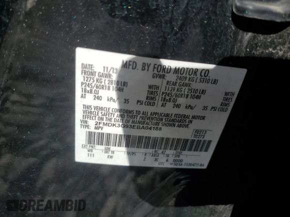 2014 Ford Edge SE z VIN 2FMDK3G93EBA04188, wystawiony jako Copart lot #85124444 z przebiegiem 172 537 mil mil oraz Szkoda całkowita • Salvage title. Historia ofert i sprzedaży dostępna na DreamBid. Obrazek 13.