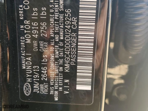 2013 Hyundai Genesis 3.8L with VIN KMHGC4DD0DU249256, listed as a Copart auction lot 72590684 with 140,680 mi miles and Non Repairable. Bid and sale history available at carsss.com. Image 12.