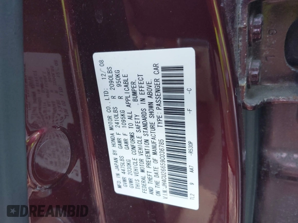 2009 Acura TSX with VIN JH4CU26659C036785, listed as a IAAI auction lot 42794616 with 113,855 mi miles and . Bid and sale history available at DreamBid. Image 9.