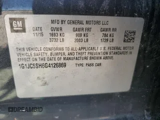 2016 Chevrolet Sonic LT z VIN 1G1JC5SH6G4126869, wystawiony jako Copart lot #49103155 z przebiegiem 199 131 mil mil oraz Szkoda całkowita • Salvage title. Historia ofert i sprzedaży dostępna na DreamBid. Obrazek 12.