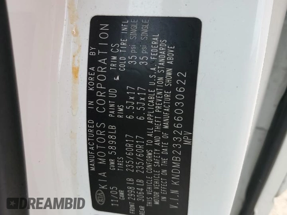 2006 Kia Sedona LX with VIN KNDMB233266030622, listed as a Copart auction lot 74853194 with Not Provided miles and Non Repairable. Bid and sale history available at carsss.com. Image 13.